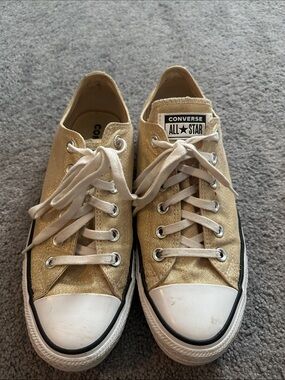 Converse Low Top Sneakers in Metallic Gold and White